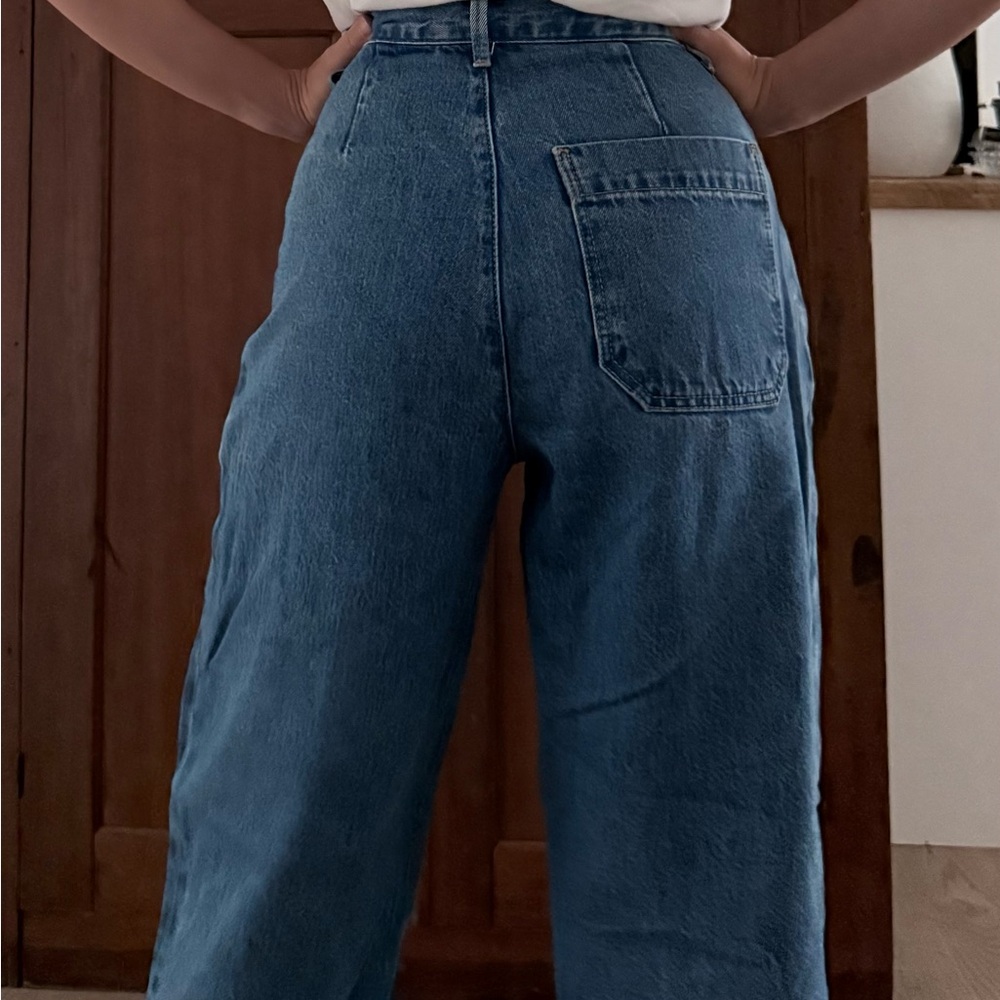 Vintage High-Rise Wide Leg Denim Jeans in Deep Blue